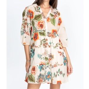 JOHNNY WAS ARDELL ECRU TIERED DRESS